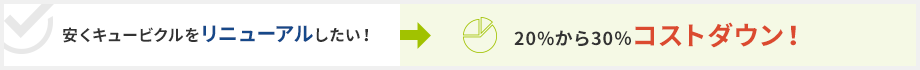 安くキュービクルをリニューアルしたい！→20%から30％コストダウン！